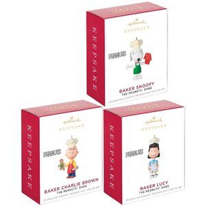 New! Peanuts Baker Charlie Brown Lucy Snoopy Complete Set of 3 Hallmark Keepsake
